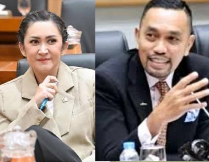 Nafa Urbach dan Ahmad Sahroni, anggota DPR dari Partai NasDem.